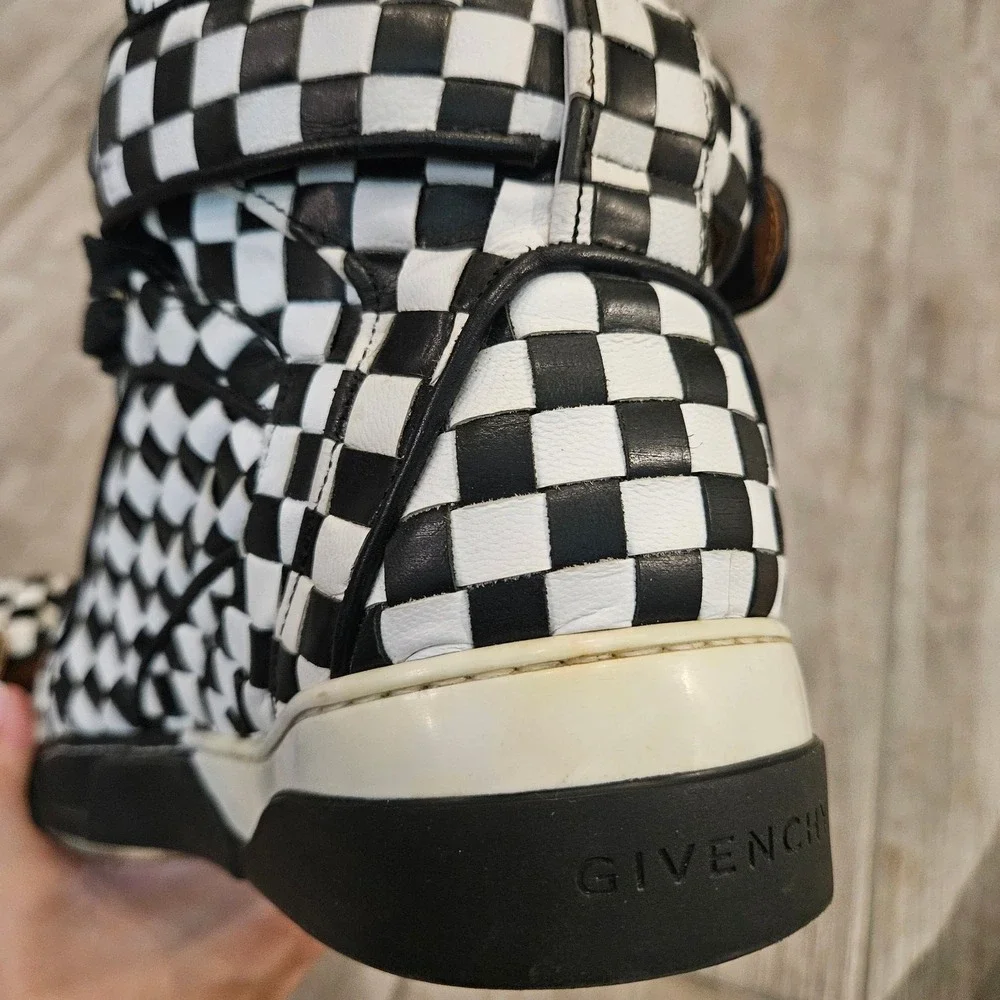 Givenchy Tyson High Top‎ Sneakers Womens Size 37 US 6.5 Checkered Leather Bold